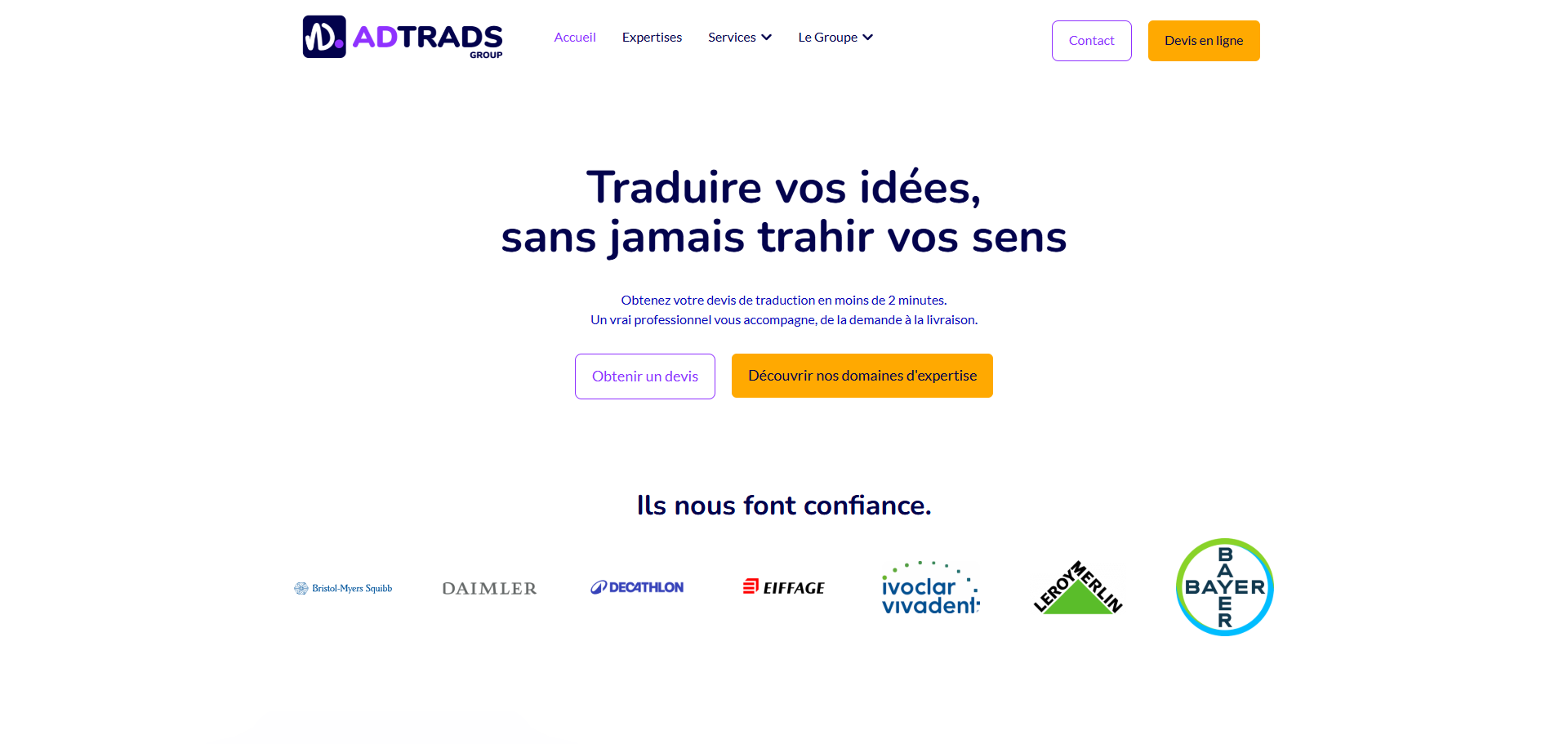 Capture du site ADTRADS