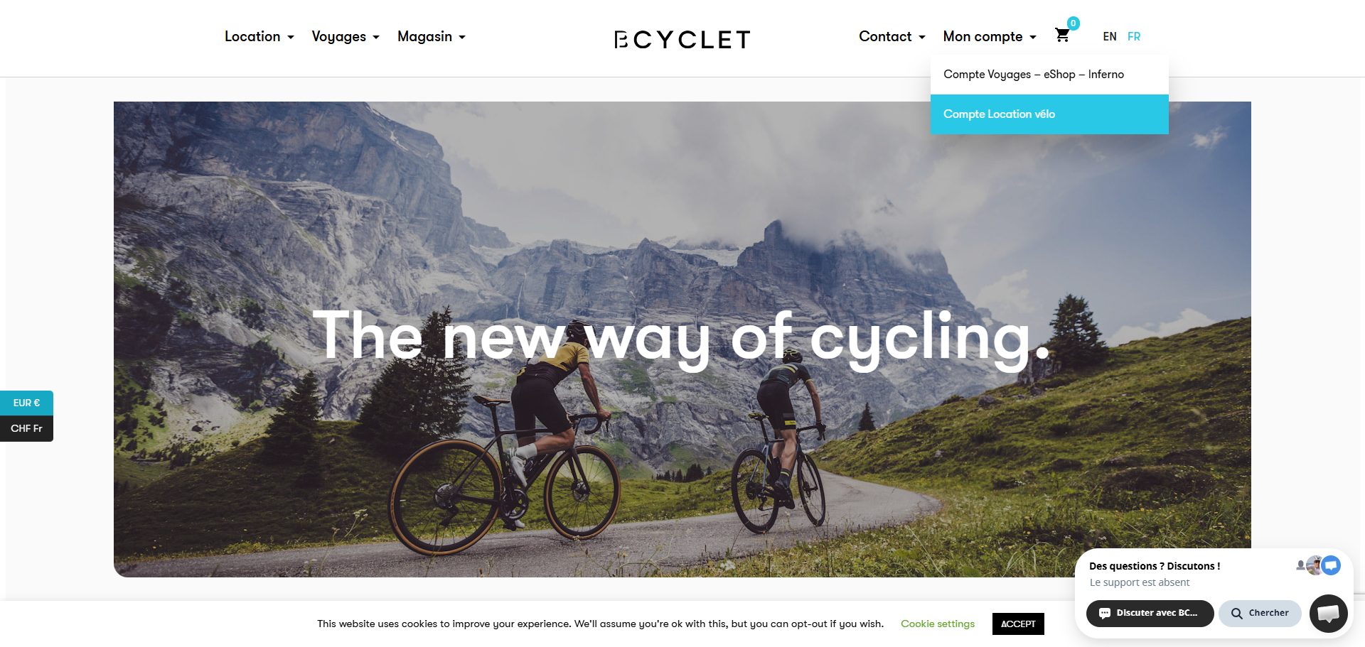 Capture du site Bcyclet