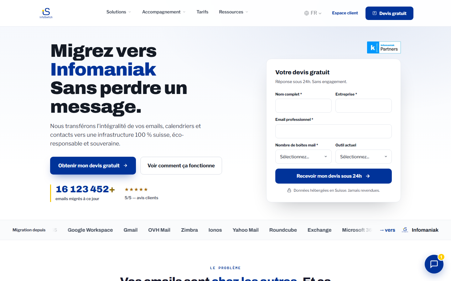 Capture du site Infoswitch