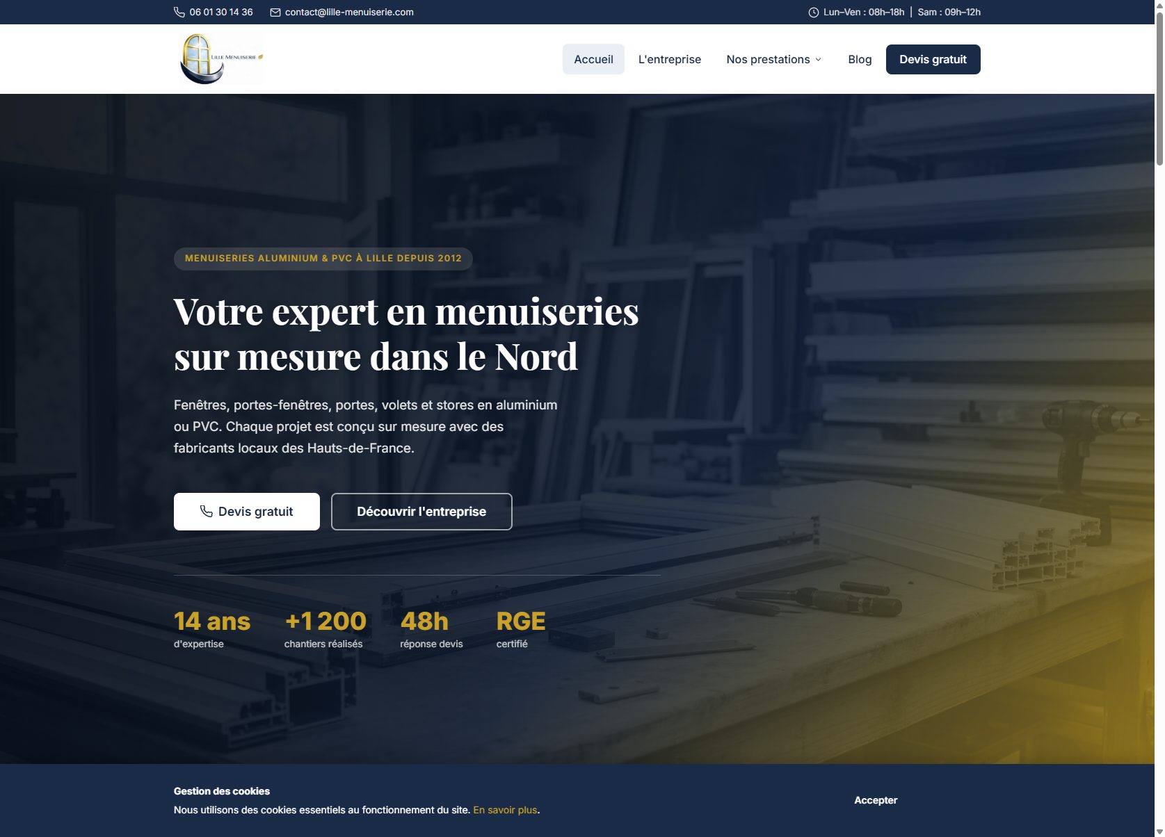 Capture du site Lille Menuiserie