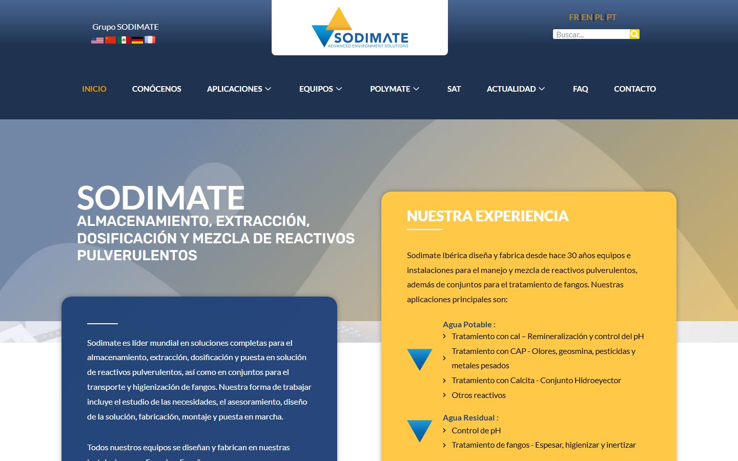 Capture du site Sodimate Iberica
